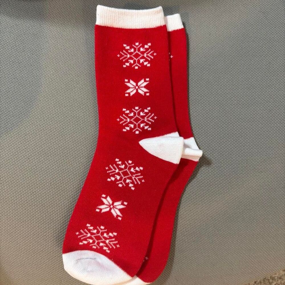 Women's Socks Red white snowflake